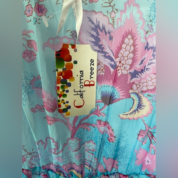 California Breeze Beaded Collar Sheer Top Swimsuit Cover Size Medium NEW - Picture 7 of 10